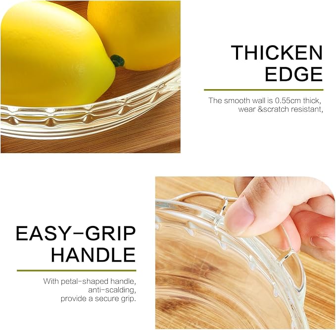4 Packs Glass Pie Plates, MCIRCO Deep Pie Pans Set (7"/8"/9"/10"), Pie Baking Dishes with Handles for Baking and Serving, Clear