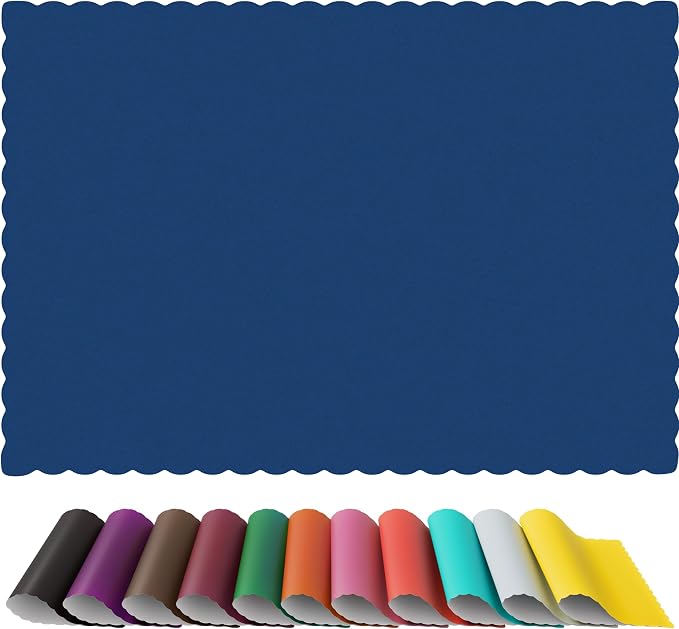 Paper Placemats - Disposable - Scalloped Edge (1000, Blue)