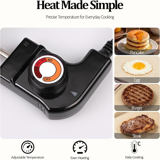 20" Pink Electric Griddle & Skillet with Ceramic Non-Stick Surface, 1400W Family-Sized Extra Large Baking Pan, Adjustable Temperature & Slide-Out Drip Tray