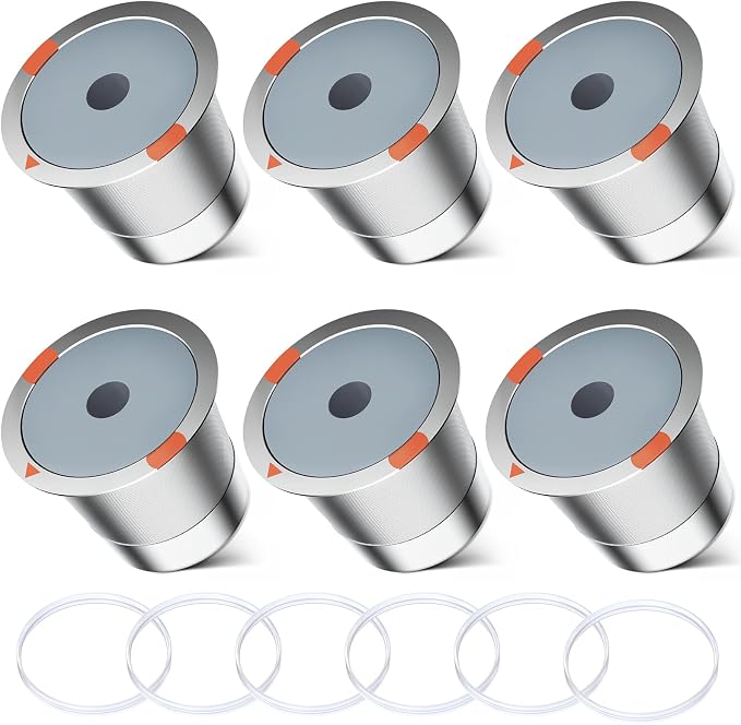Reusable k Cup Coffee Filters,Universal stainless steel Refillable k Cups Filter Use for Keurig 2.0 and 1.0 Coffee Makers-brewers (6pack)