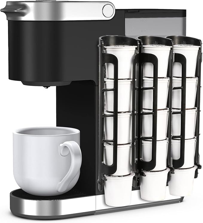STORAGENIE Coffee Pod Holder for Keurig, Stores 15 Pods, Black | Compatible with K-Cups, Vertical storage saves counter space, Ideal for small kitchens, RVs and dorms