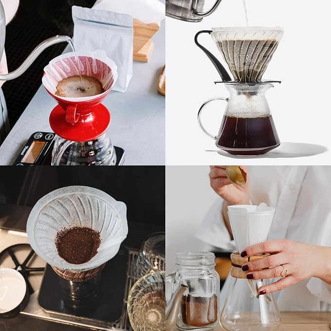 Clinuse Cone Coffee Filters #2, 200 Count White Size 02 Coffee Filter, Disposable Natural Paper Filters 2-4 Cup, 02 Cone Filters for Pour Over and Drip Coffee Maker