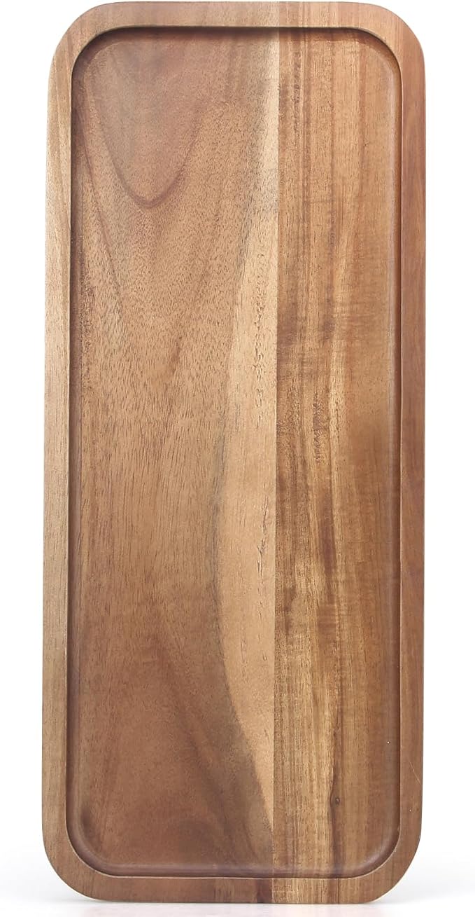 Small Wooden Serving Platter Acacia Charcuterie Boards Wood Tray Home Decor | Cake Cheese Board Rectangle Appetizer Snack Plates Kitchen Dinner Platters for Food Party Rectangular Coffee Dessert Trays