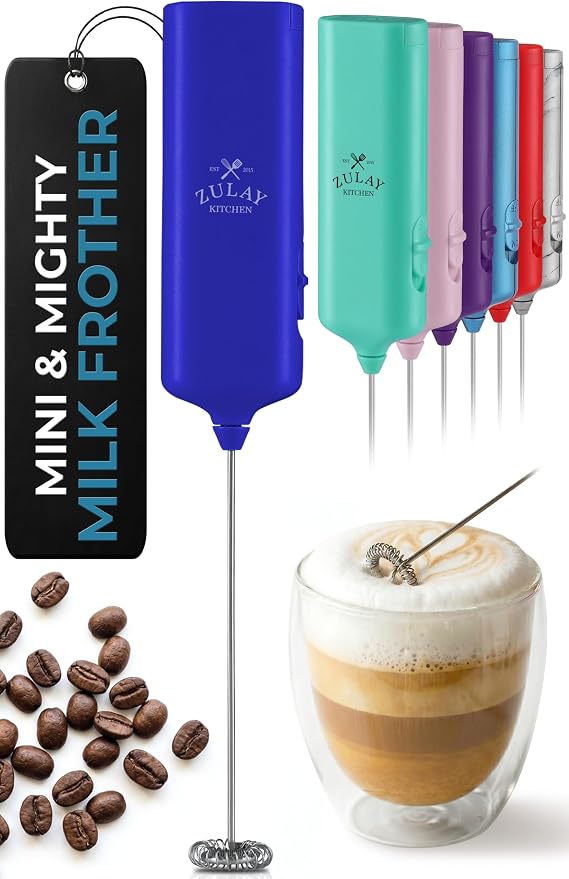 Mini & Mighty Milk Frother Wand – Powerful Handheld Coffee Frother, Battery Operated Drink Mixer – Compact Pocket Size – Detachable Whisk for Latte, Cappuccino, Matcha, Hot Chocolate