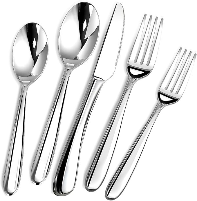 Heavy Duty Silverware Set for 6, Stainless Steel Flatware Cutlery Set | Heavy Duty Steak Knife Fork and Spoon, Dishwasher Safe, Gift Package for Wedding Housewarming