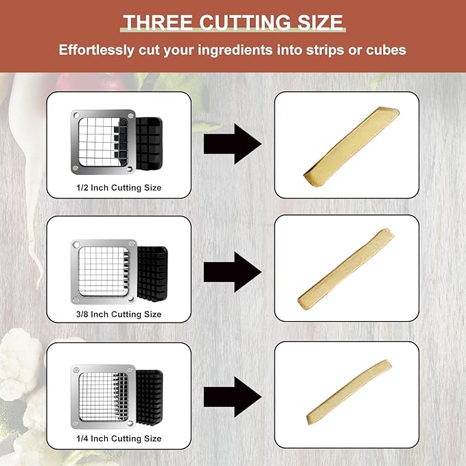 2Pcs 3/8''Commercial Vegetable Replacement Chopper Blade | Replacement Chopper Dicer Stainless Steel Blade and Pusher Block for Fruit Cutting Machine Tomato onion French Fries Cutter