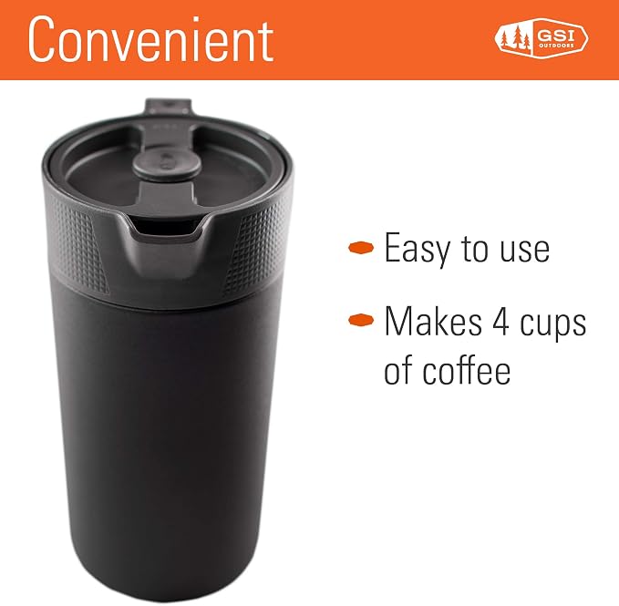 GSI Outdoors Glacier Stainless JavaPress, 30 fl oz, French Press Mug
