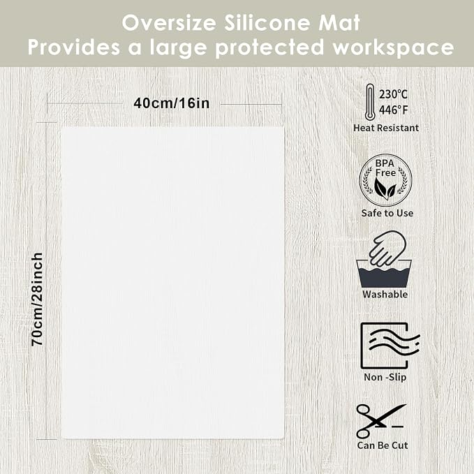 Extra Large Silicone Mats, Food-Grade Kids Silicone Placemats Silicone Mats for Kitchen Counter Heat Resistant Mat, Non Stick Silicone Mat for Craft Pastry Baking, 27.6'' x 16''(Translucent White)