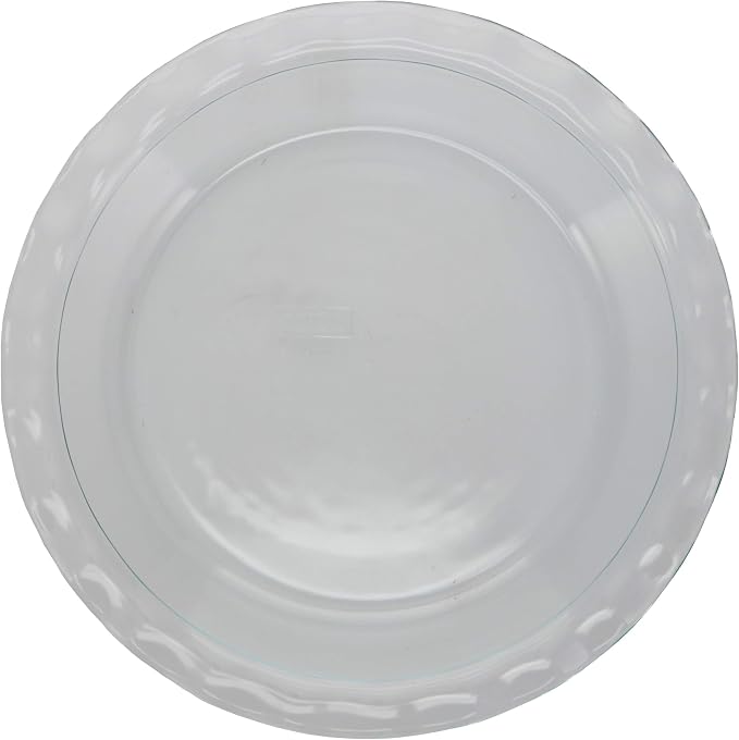 Pyrex Fluted Rim Glass Pie Plates (2-Pack) - Made in USA | Scalloped Edge Design | Tempered Construction | Even Heat Distribution | Scratch Resistant Surface | Stackable Storage
