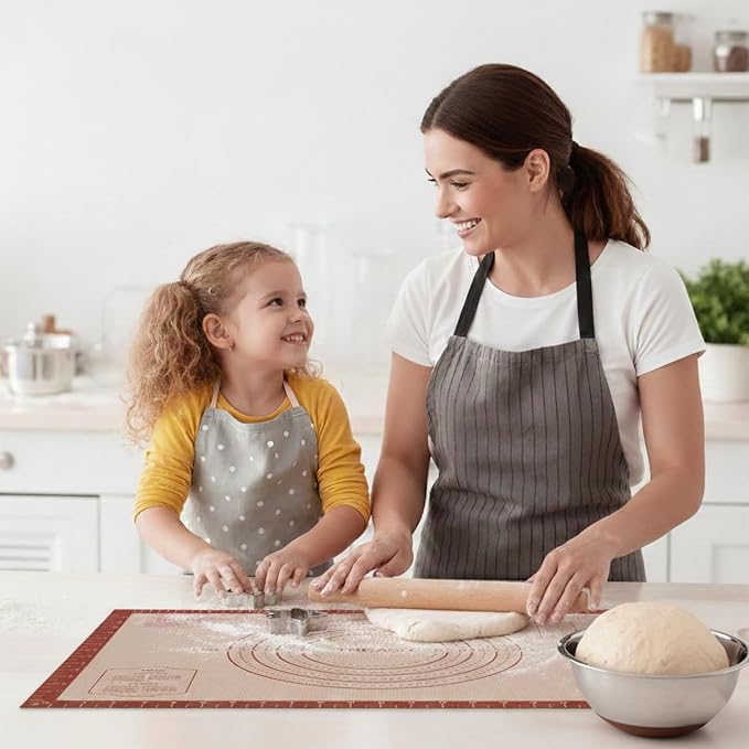 Silicone Pastry Mat, 16" x 24" Silicone Baking Mat | Reusable Non-Stick Extra Large Dough Mat with Measurement for Pie Crust, Pizza and Cookies, Counter Rolling Dough