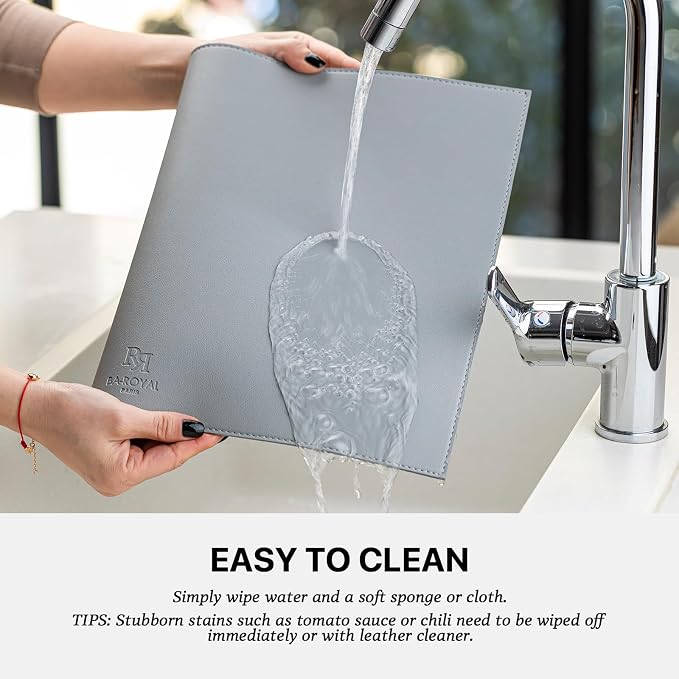 Baroyal Faux Leather Placemats Set of 6 Vinyl Washable Wipeable Table Mats for Kitchen Dining Table Heat Resistant Waterproof Modern Indoor/Outdoor Placemats Non-Slip Easy Clean Place Mats (Gray)