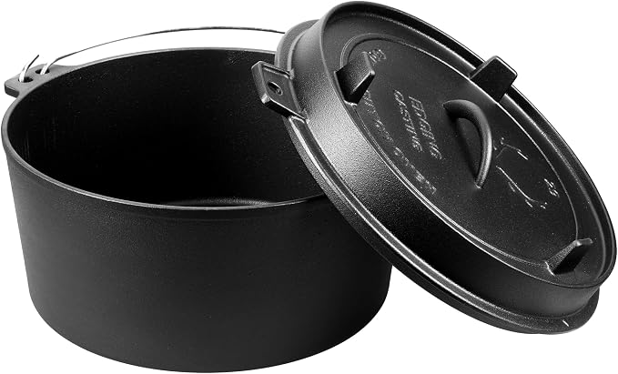EDGING CASTING Pre-Seasoned Cast Iron Camping Dutch Ovens, Outdoor Camping Dutch Oven Pot with Lid Tripod, 8 Quart
