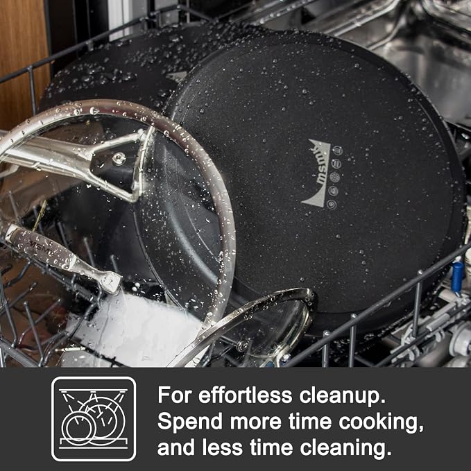 MsMk 5 QT Nonstick Saute Pan with lid, 11 inch Induction Deep Frying Pan | Non Toxic, Even Heating, Easy Clean, suitable for gas & electric & induction stove, Dishwasher & Oven Safe, Cerammic