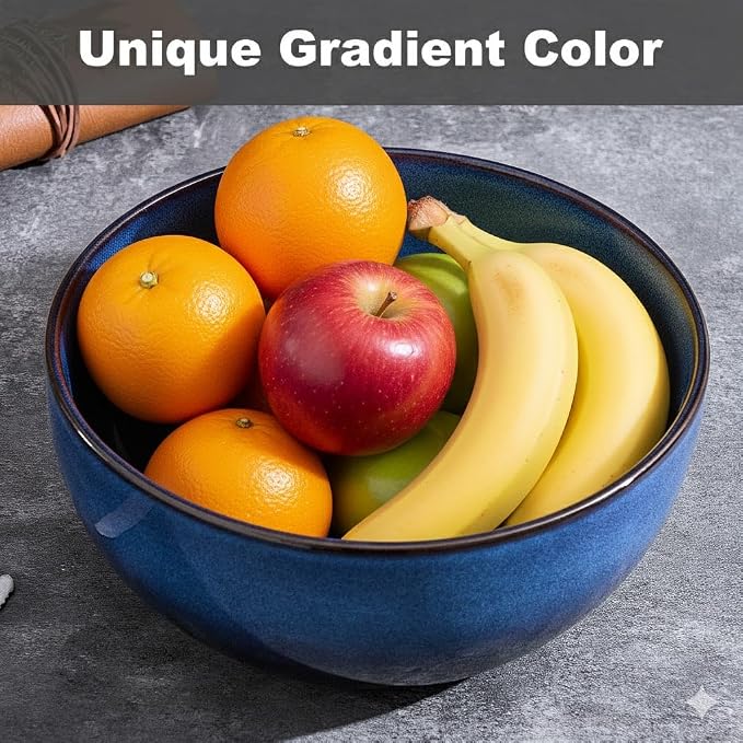 9 Inch Large Salad Bowls Set of 2, 83 Oz Porcelain Serving Bowl for Salad Soup Pasta Popcorn, Ceramic Decorative Bowls Fruit Bowl for Home Decor, Microwave,Oven,and Dishwasher Safe