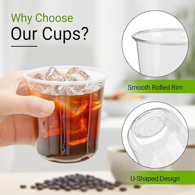 50 Pcs Round Bottom Plastic Cups, 12 oz Disposable Stemless Wine Glasses | Clear Plastic Cocktail Cups, Cold Drinking Party Glasses, For Wedding Gathering Birthday Meeting