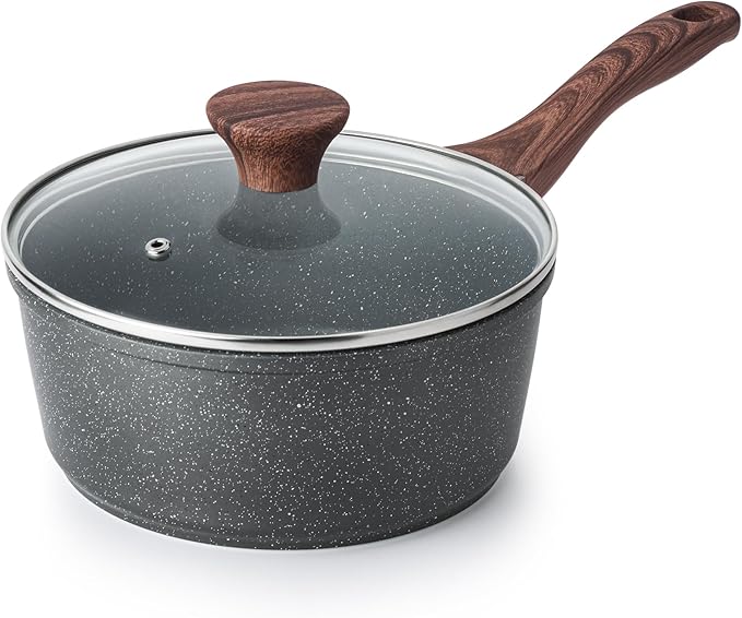 SENSARTE Nonstick Saucepan with Lid, 1.5 Quarts Small Pot with Swiss Granite Coating, Stay-cool Handle, Multipurpose Handy Sauce Pot Small Kitchen Cooking Pot, Induction Comptable, PFOA Free | Small Pot with Swiss Granite Coating, Sauce Pot Kitchen Coo...