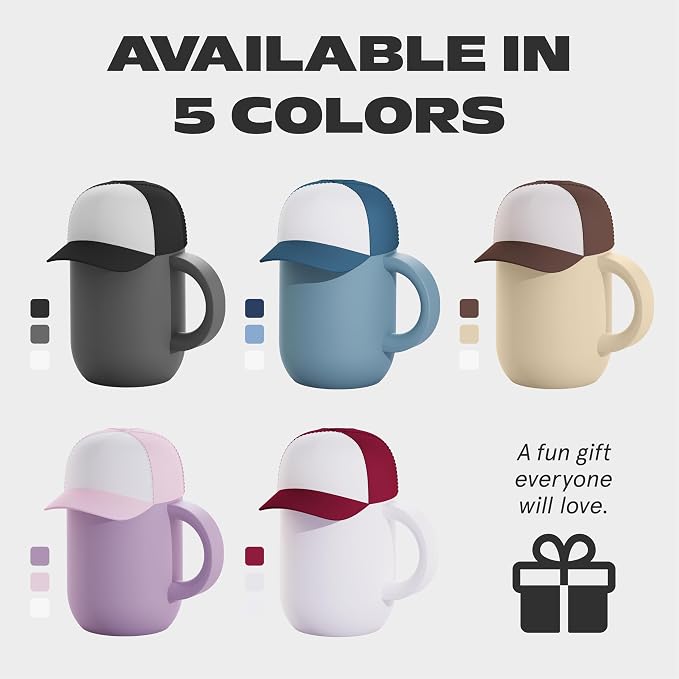 asobu Happy Hat Mug – 12 oz Double-Walled Stainless Steel Insulated Cup with Beanie-Shaped Lid – Ceramic Inner Coating – Spill-Proof and Ergonomic Design for Home and Travel (Black)