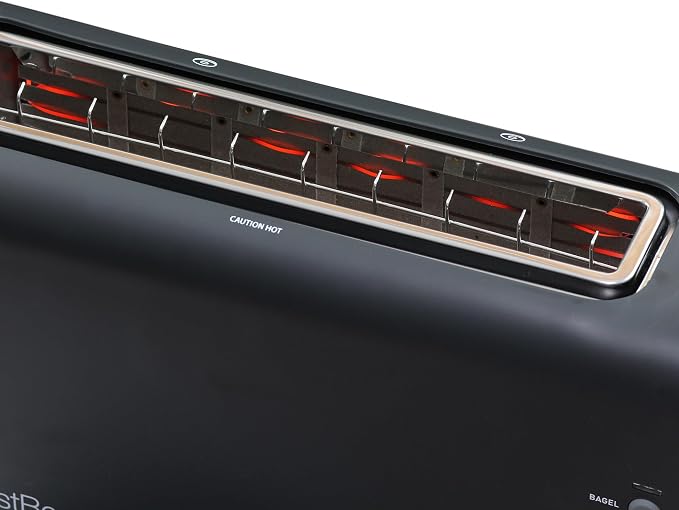 West Bend QuikServe Toaster, 2-Slice Wide-Slot Slide-Through Bread Toaster with Bagel and Gluten-Free Settings and Cool-Touch Exterior Fast Toasting, Includes Removable Serving Tray, 1400-Watts, Black