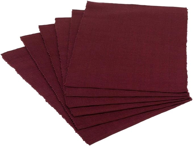 DII Basic Everyday Ribbed Tabletop 100% Cotton, Placemat Set, 13x19, BlackBerry, 6 Piece