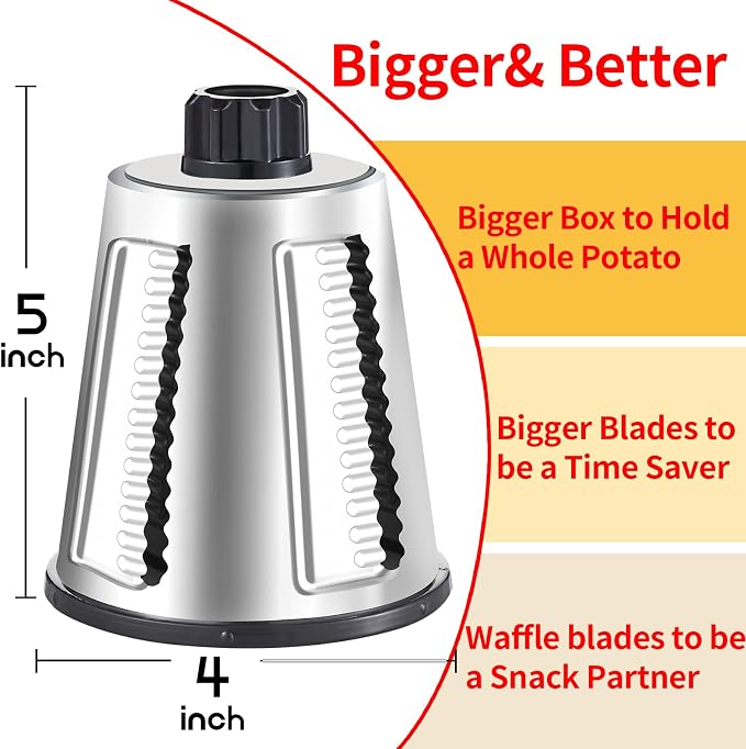 Weltonhm 4 in 1 Large Rotary Cheese Grater Hand Crank (Red black 4 Graters) | Cheese Shredder Rotary and Slicer with 4 Stainless Steel Blades for Vegetables, Veggie and Cheese, Stronger Suction Base