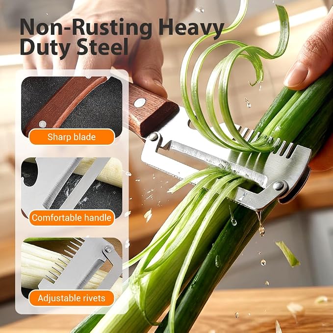 Premium Vegetable Peeler with Wooden Handle and Bottle Opener, Multi-Functional Vegetable Peeler for Kitchen, Kitchen Gadgets Tool for Fruit Pumpkin Peeling Potato Carrot Veggie Peeler (3)
