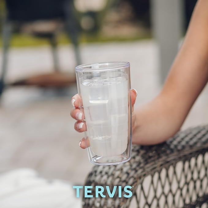 Tervis Clear & Colorful Tabletop Made in USA Double Walled Insulated Tumbler Travel Cup Keeps Drinks Cold & Hot, 16oz, River Rock | Made in USA, Double-wall Insulated, Shatterproof, BPA-Free, Dishwasher Safe, Fits Most Cupholders, Gifts under $20