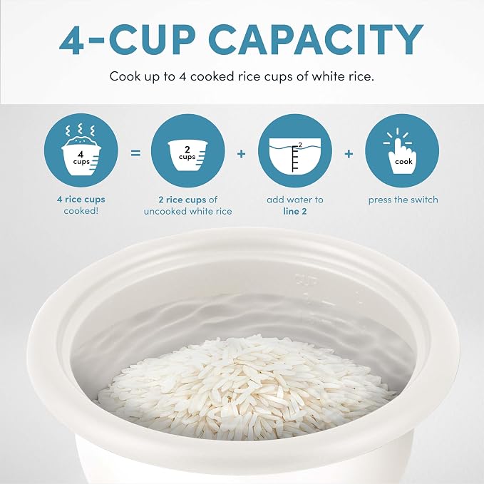 AROMA® Mini Rice Cooker, 2-Cup (Uncooked) / 4-Cup (Cooked), Grain Cooker, Soup Maker, Oatmeal Cooker, Auto Keep Warm, 1 Qt, Milk Tea, ARC-302NGMT