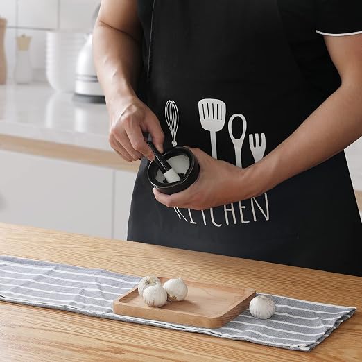 Mortar and Pestle Set (3.2 Inch-Black) | Ceramic stoneware, sturdy, multi-purpose, spice/herb/pill, easy-clean, non-slip, comfy, dishwasher-safe, compact, elegant