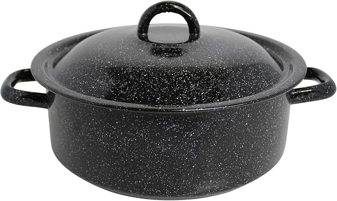 MIRRO 4.5 Qt Enamel Dutch Oven for Seafood, Black | Traditional Vintage Style