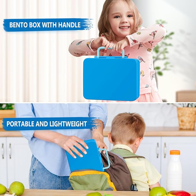 JOOPETALK Chill Bento Lunch Box for Kids Adult with Ice Pack,6-Compartment Reusable Leak-proof Lunch Container for Girls Boys to School,Keep Food Cold&Fresh,Dishwasher & Freezer Safe