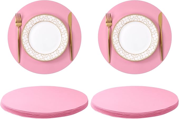 SHACOS 100 pcs Round Paper Placemats Disposable 13 inch Colored Paper Place Mats for Wedding Birthday Party Bridal Baby Shower Table Decoration, Light Pink (Pack of 2)