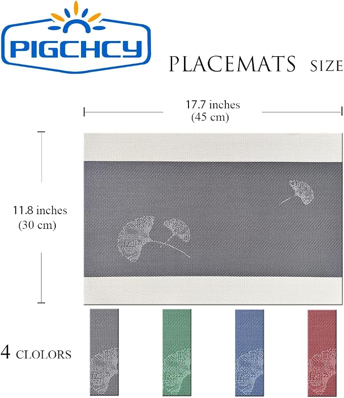 PIGCHCY Placemats Set of 8, Country Rustic Placemats Non-Slip Washable Durable Table Mats for Home/Dining Room Decoration (Blue,18 X 12 inches)