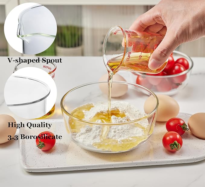 High Borosilicate Glass Measuring Cup-V-Shaped Spout，Glass Measuring Beaker for Kitchen or Restaurant, Easy to Read, 150 ML (5 Oz)-Single