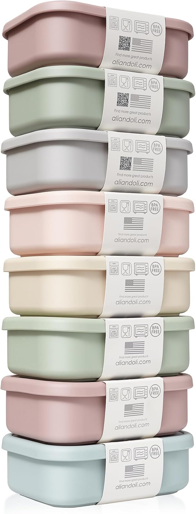 Ali+Oli Silicone Bento Box for Kids, Baby Lunch Box, BPA-Free, Spill-Proof | Daycare, Preschool, Food separation, Portion control, Snack storage, Travel-friendly, Easy cleaning, Toddlers