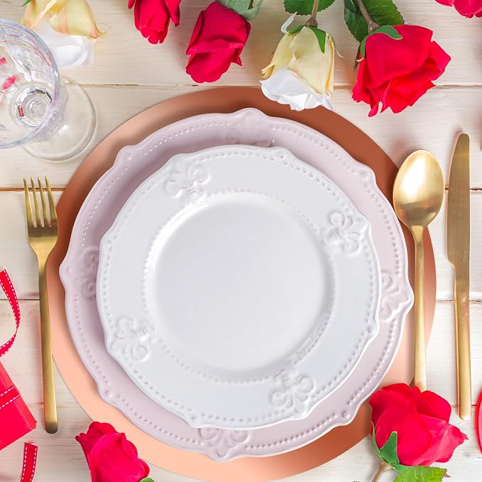Tioncy 50 Pcs Rose Gold Round Paper Placemats Disposable Table Mats | Elegant Table Mats for Wedding Birthday Banquet, Decorative Paper Design, Festive Dining Decoration, Easy Cleanup Tabletop