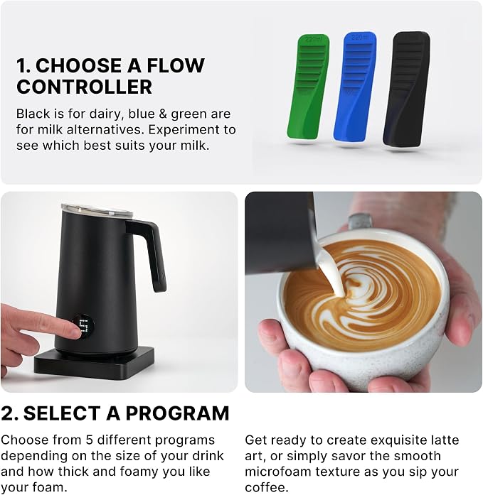 Subminimal NanoFoamer Pro Gen-2 Milk Frother - Handsfree Milk Foamer | US plug type, for dairy & plant-based milk, IPX-5 splash-resistant, 0.4mm impeller adjuster, heats milk up to 158F