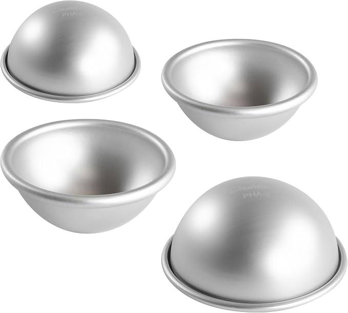 Fat Daddio's PHA-4PK Anodized Aluminum Hemisphere Pan, 4 x 2 Inch, Set of 4