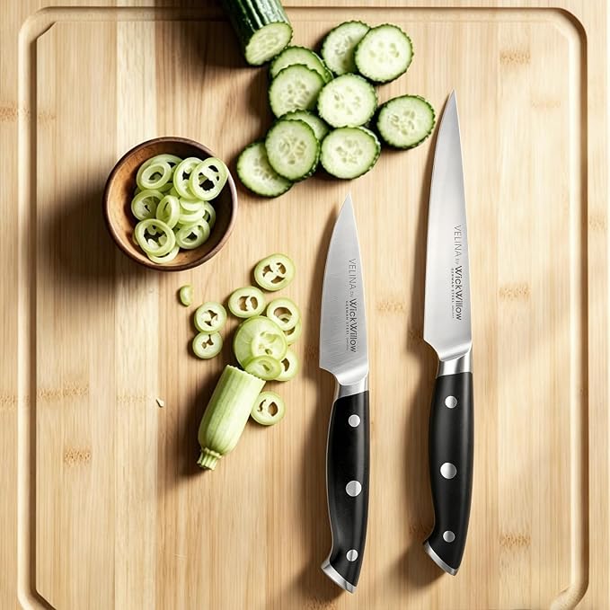 WICKWILLOW 3.5” Paring Knife – Ultra Sharp German Steel, Small Fruit Knife | Perfect for peeling, trimming and detailed prep with precise control and everyday comfort. Gift-Ready.