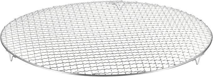 HARFINGTON Round Cooking Rack 17.7-inch 201 Stainless Steel Cross Wire Barbecue Grill Net with 20mm Legs for Cooking Baking Steaming BBQ