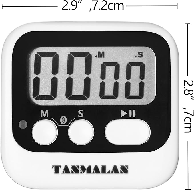 Easy to USE, Digital Kitchen Timer, Magnetic Timer,Tanmalan(Black,1 Pack)
