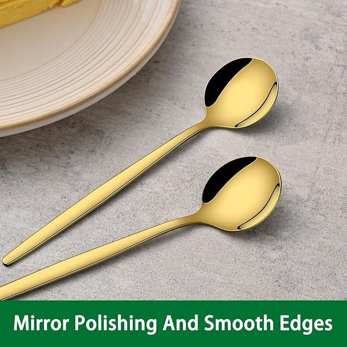 5.1 Inch Coffee & Tea Spoon,6 Pieces Gold Stainless Steel Teaspoon,Mini Spoons For Dessert And Coffee,Durable Demitasse Coffee Spoons For Dessert