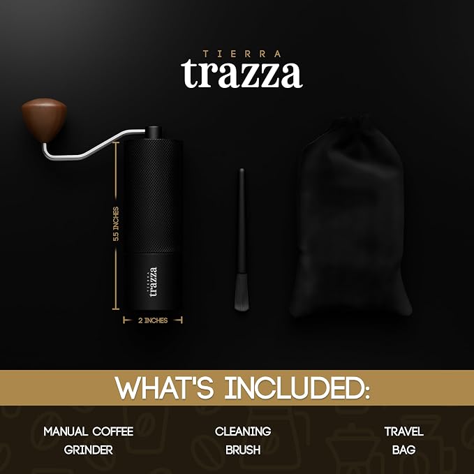 Manual Coffee Grinder, Conical Burr Coffee Grinder with Stainless Steel Burrs & Walnut Handle for Espresso, French Press, Travel, Camping & Home Use