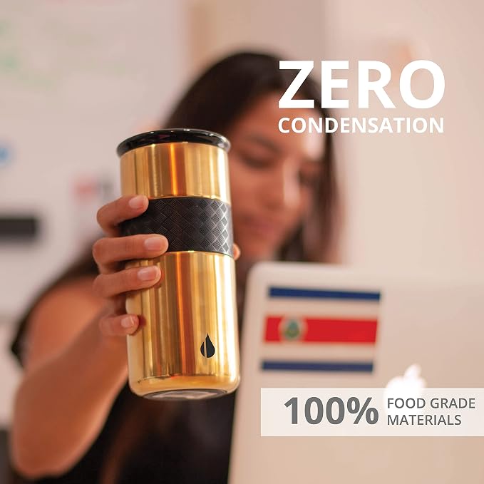 Elemental Artisan 16oz Triple-Wall Insulated Coffee Tumbler w/Ceramic Lid | Triple Wall Coffee Travel Mug, Reusable Stainless Steel Coffee Tumbler; Thermal Coffee Cups for Hot (6 Hrs) & Cold (18 Hrs)