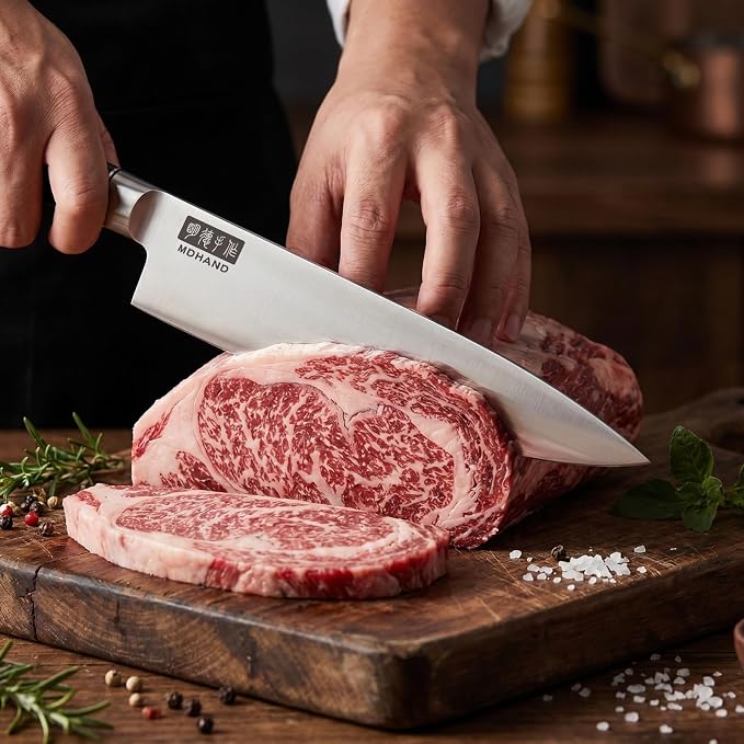 Chef Knife 8 Inch, Ultra Sharp Japanese Kitchen Knife Gift Box | High Carbon Stainless Steel Knives with Pakkawood Handle, Cooking Knife for Vegetable Meat, Home Kitchen, Dishwasher Safe