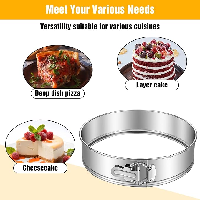 10 Inch Springform Cake Pan Stainless Steel Springform Pans Nonstick Leakproof Cheesecake Pan with Removable Bottom Round Baking Pans cheese cake for baking Includes 50 Parchment Papers