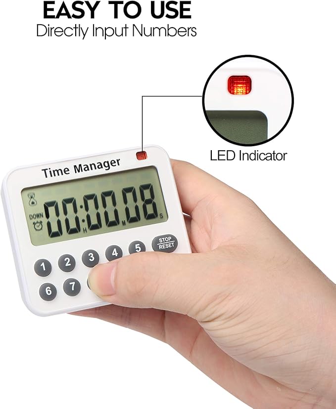 AIMILAR Magnetic Digital Kitchen Timer with Direct Numerical Keypad, Loud Alarm - 99Hr Countdown Count Up Timer for Cooking Baking Classroom, Batteries Included