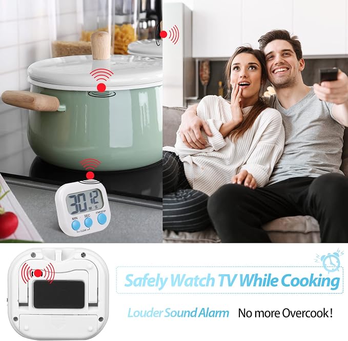 Weewooday 24 Pcs Digital Kitchen Timer Magnetic Timer Bulk On/Off Switch Minute Second Count up Countdown Loud Alarm for Exercise Cook Baking (Black,White)