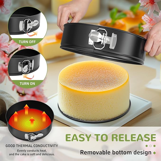 ZeroPone 10 Inch Springform Pan with Removable Bottom | Non-stick Cheesecake Pan with Removable Bottom Small Cake Mold withstands up to 450°F