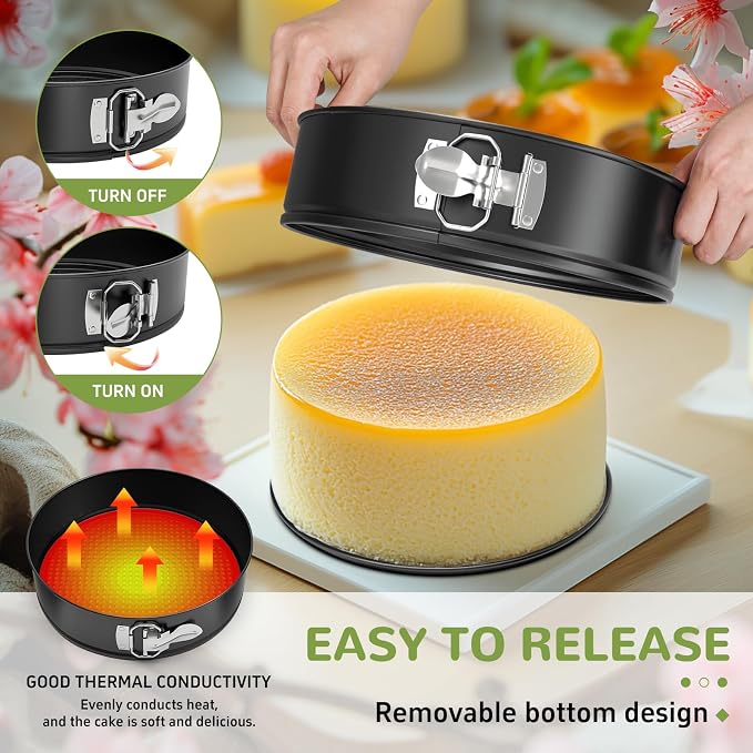 ZeroPone 7 Inch Springform Pan with Removable Bottom | Non-stick Cheesecake Pan with Removable Bottom Small Cake Mold withstands up to 450°F