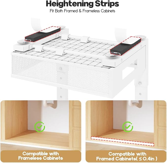 2 Packs 19IN Depth Under Sink Organizer, 2-Tier Pull Out Cabinet Organizer With Smooth Circular Rail, Large Capacity Metal Mesh Sliding Drawers For Bathroom& Kitchen Storage,Height Adjustable –White